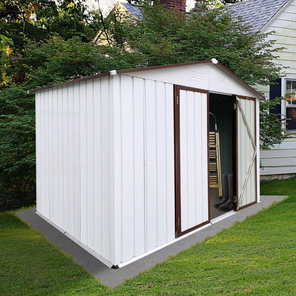 [08X10FT] Alora Premium Large White Outdoor Metal Garden Storage Shed (SAK93617) by SAKSBY WHOLESALE