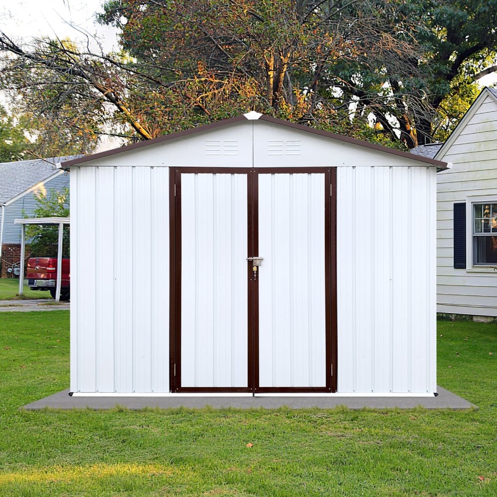 [08X10FT] Alora Premium Large White Outdoor Metal Garden Storage Shed (SAK93617) by SAKSBY WHOLESALE