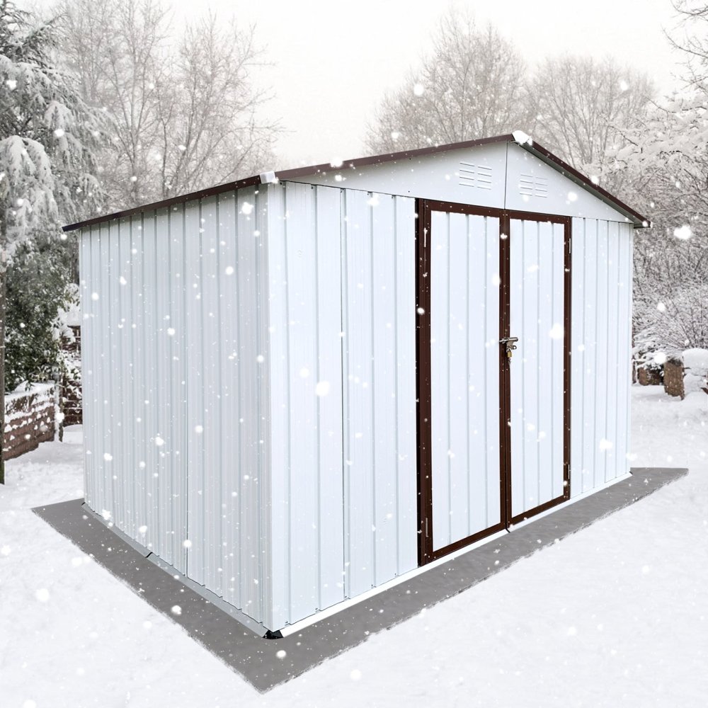 [08X10FT] Alora Premium Large White Outdoor Metal Garden Storage Shed (SAK93617) by SAKSBY WHOLESALE