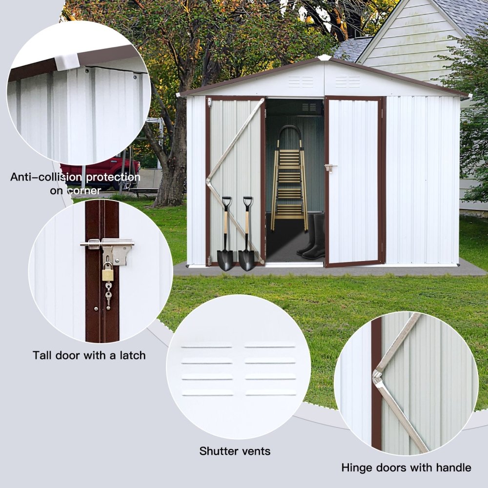 [08X10FT] Alora Premium Large White Outdoor Metal Garden Storage Shed (SAK93617) by SAKSBY WHOLESALE