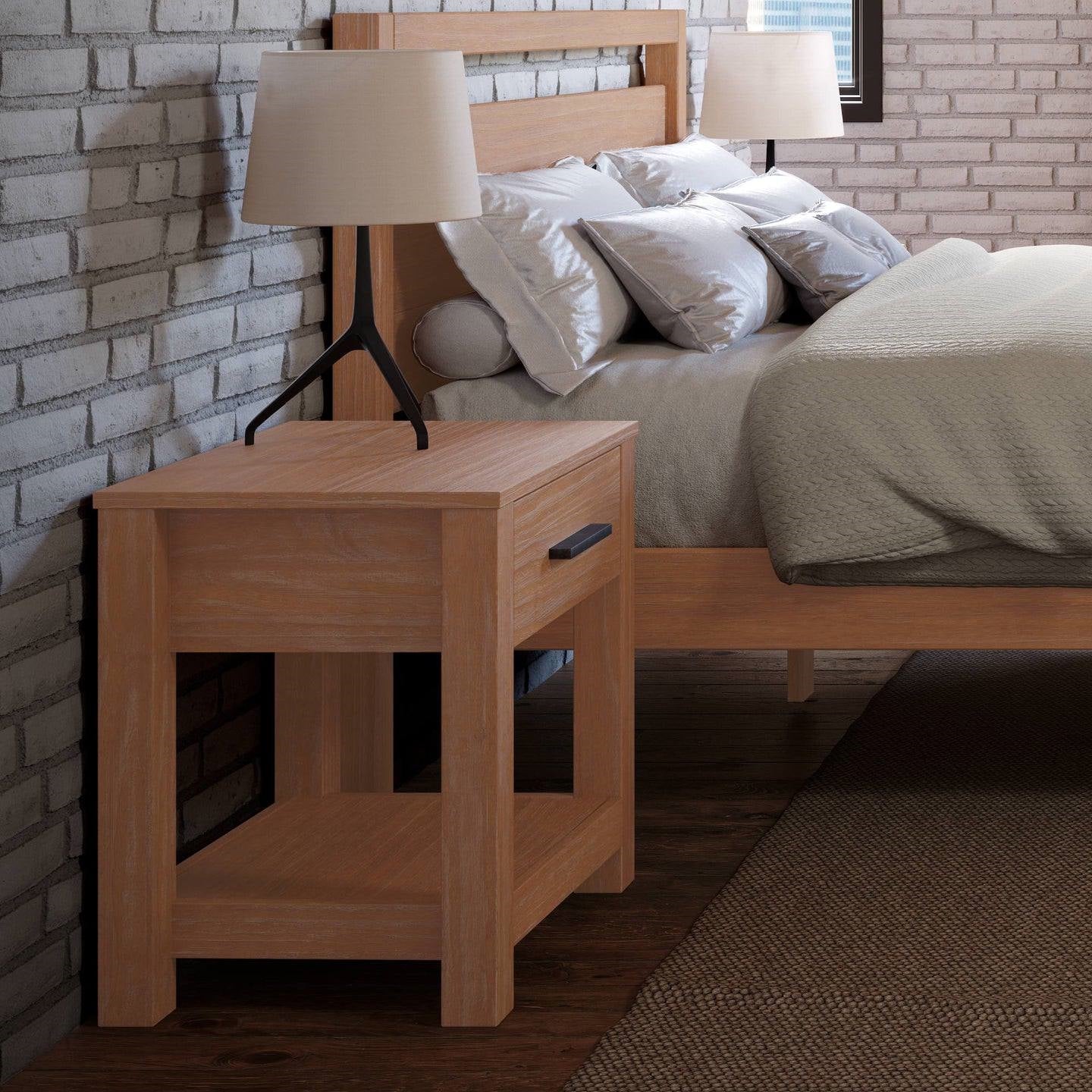 Premium Solid Pine Nightstand 1 Drawer | HomePacific