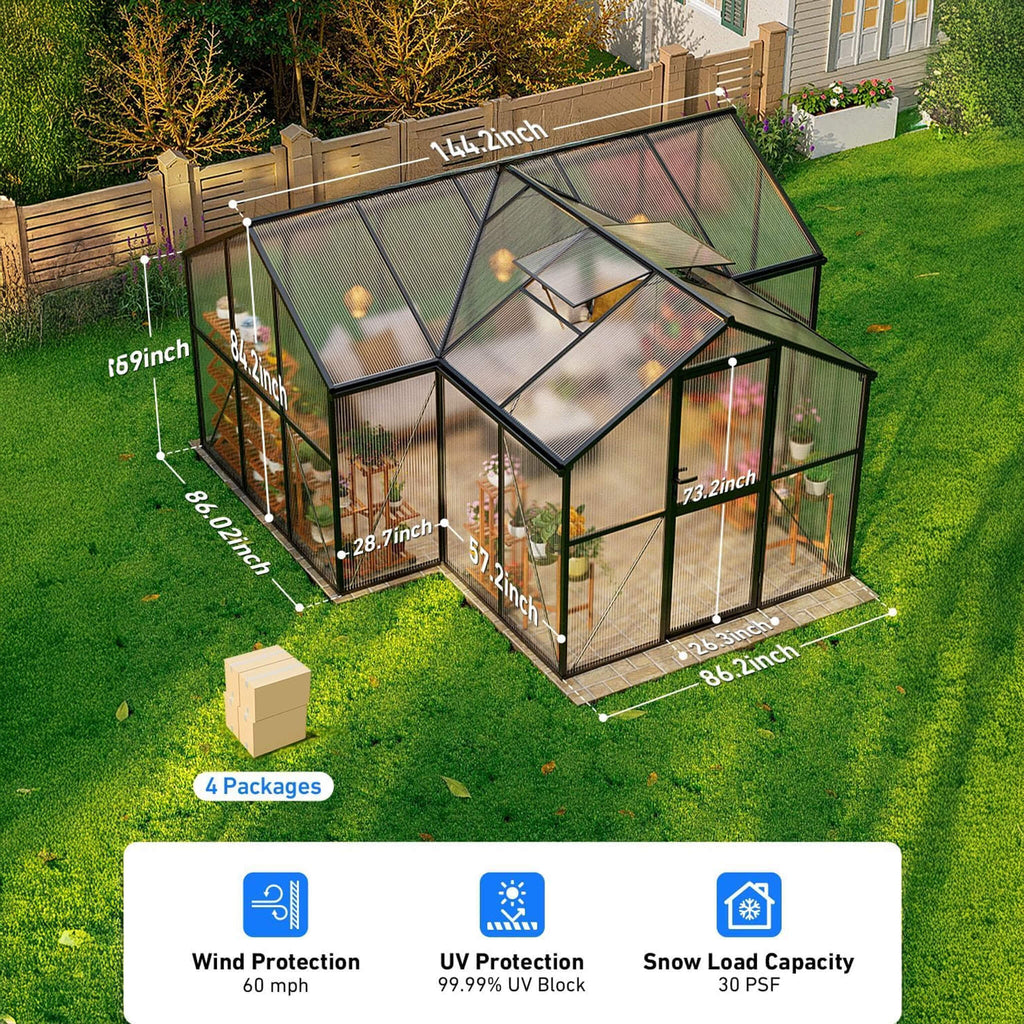 Premium T-Shape Polycarbonate Greenhouse Durable Weatherproof | SAKSBY WHOLESALE