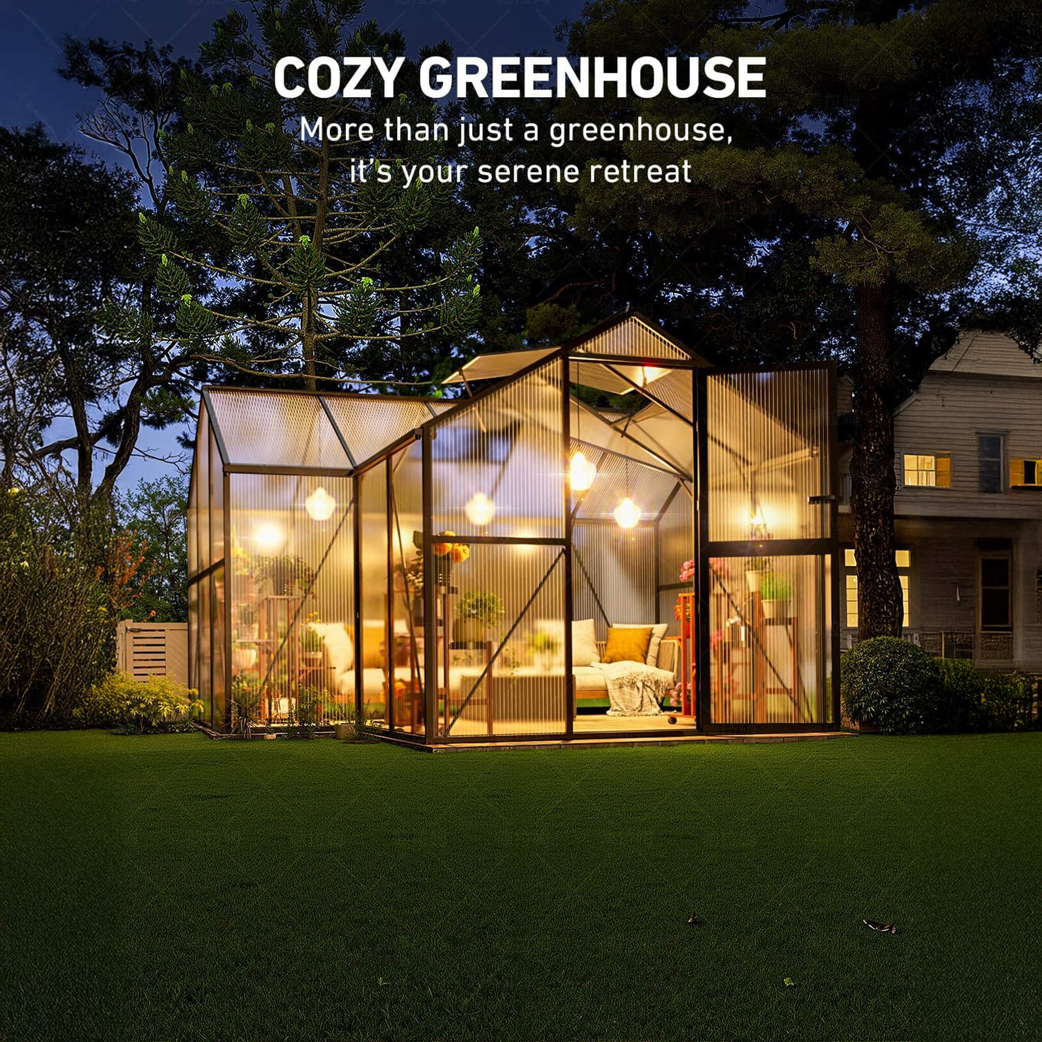 Premium T-Shape Polycarbonate Greenhouse Durable Weatherproof | SAKSBY WHOLESALE