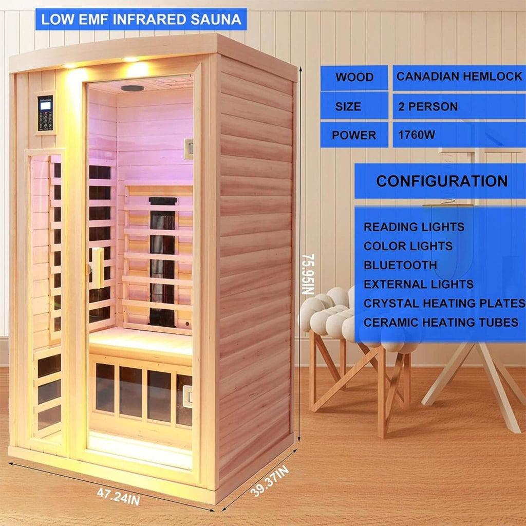 Premium Ultra-Grade CanadianHemlock 2-Person Far-Infrared Sauna | SAKSBY WHOLESALE