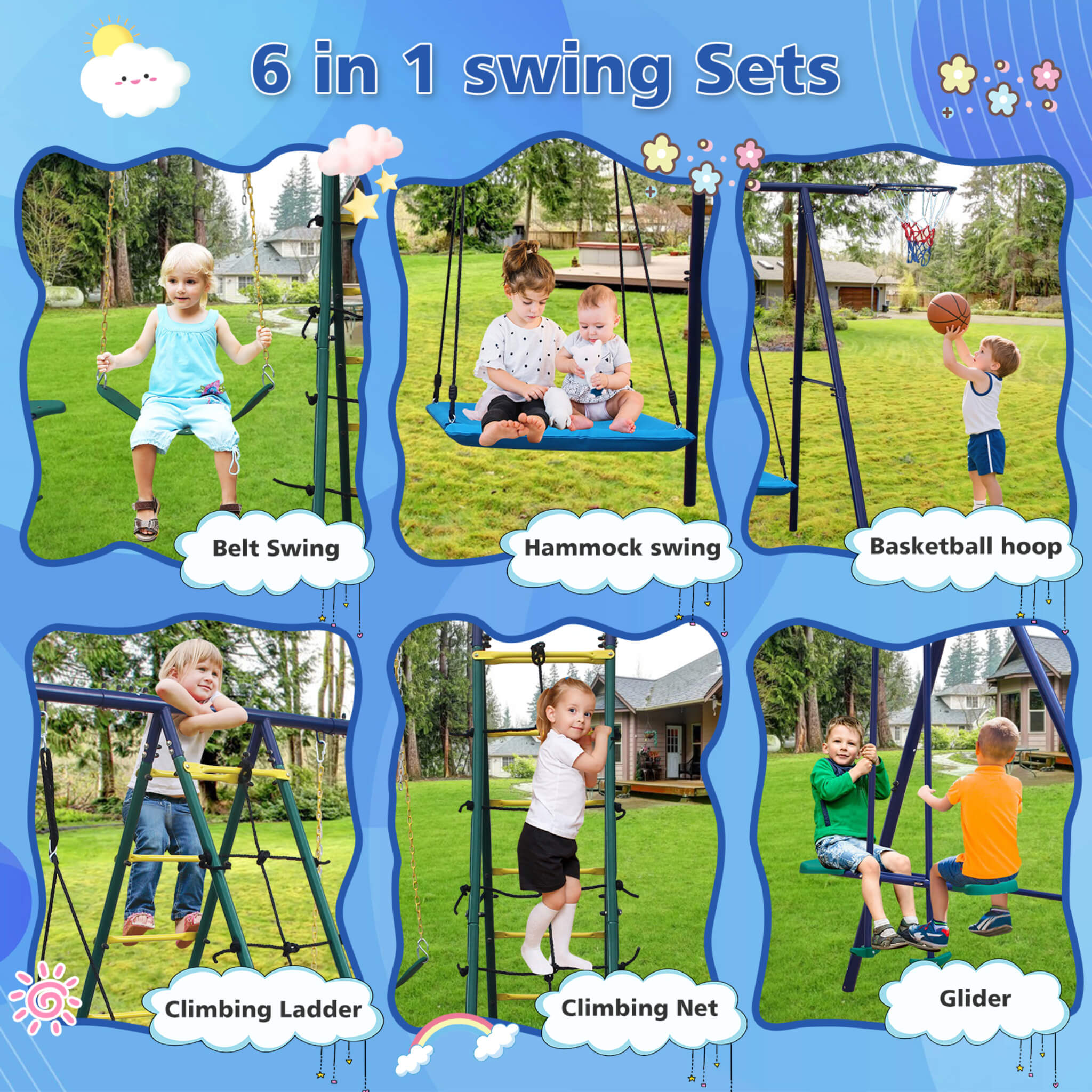 PremiumGrade AllTerrain OutdoorSwingSet ClimbingLadder BasketballHoop | SAKSBY WHOLESALE