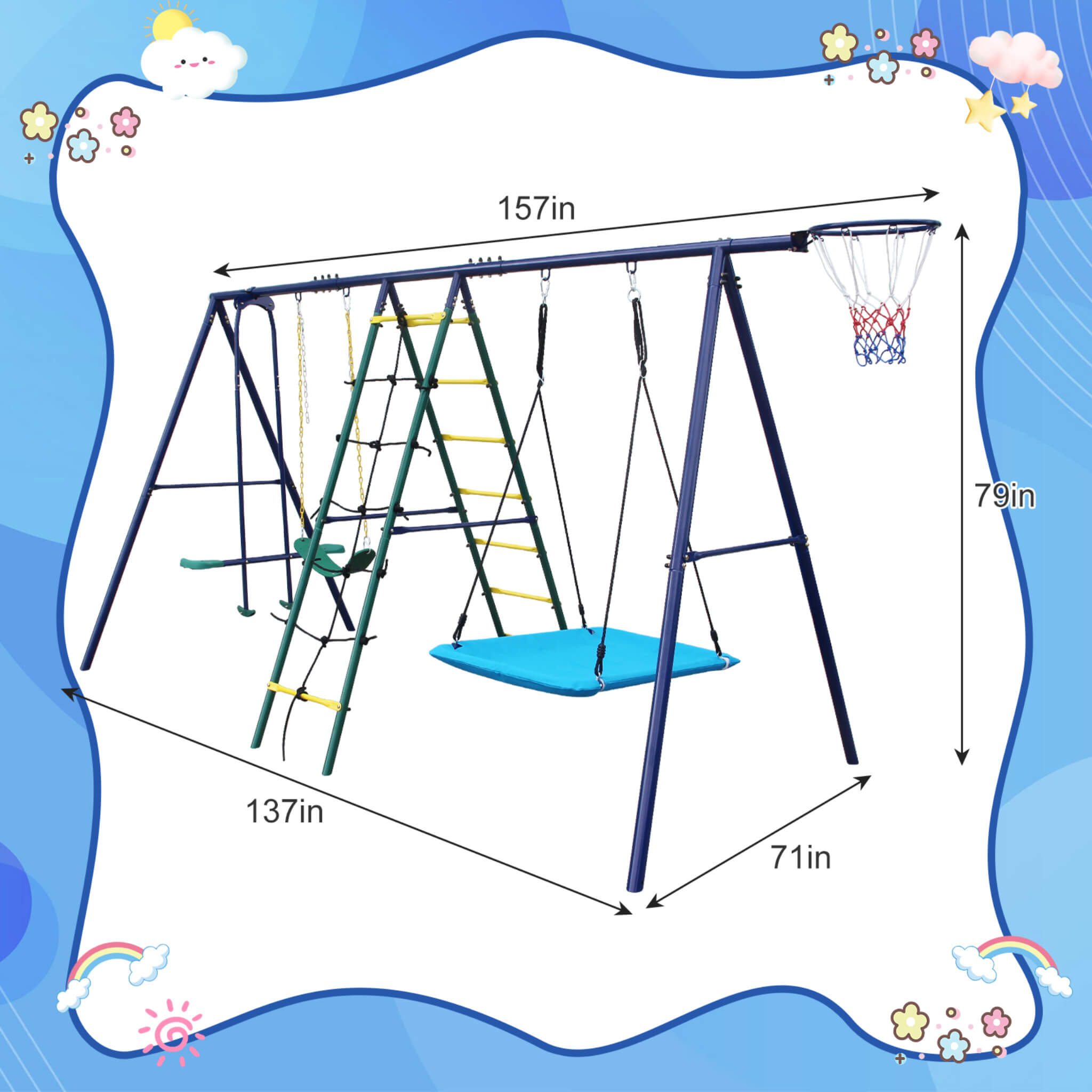 PremiumGrade AllTerrain OutdoorSwingSet ClimbingLadder BasketballHoop | SAKSBY WHOLESALE