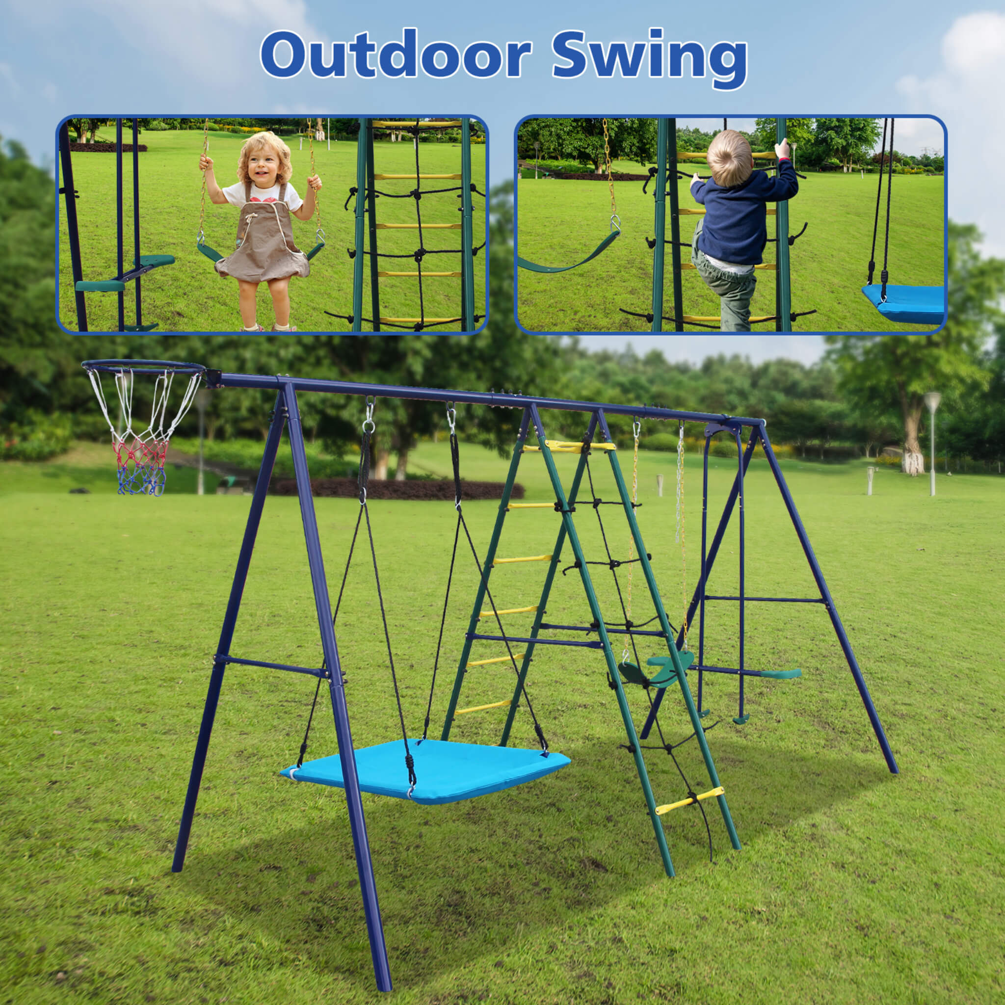 PremiumGrade AllTerrain OutdoorSwingSet ClimbingLadder BasketballHoop | SAKSBY WHOLESALE
