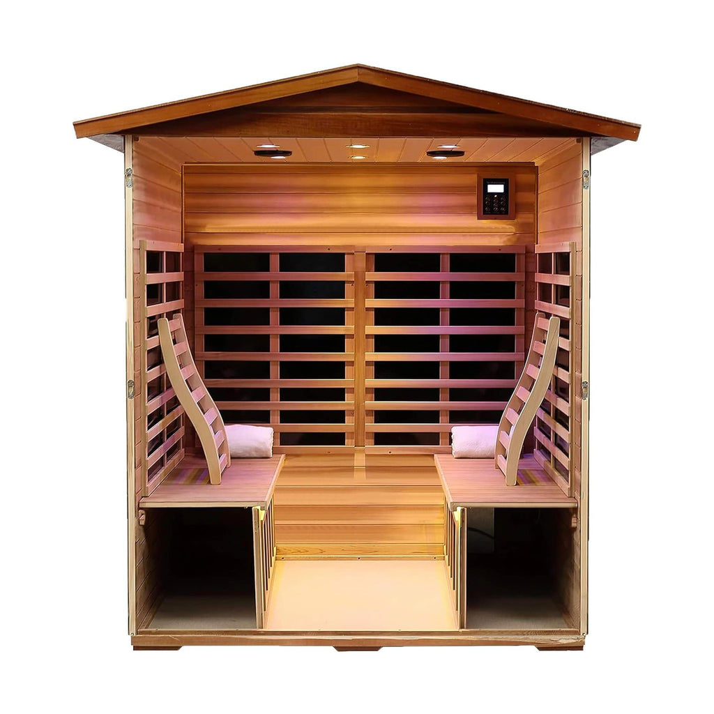 PremiumGrade Mahogany UltraLowEMF Infrared Chromotherapy Sauna | SAKSBY WHOLESALE