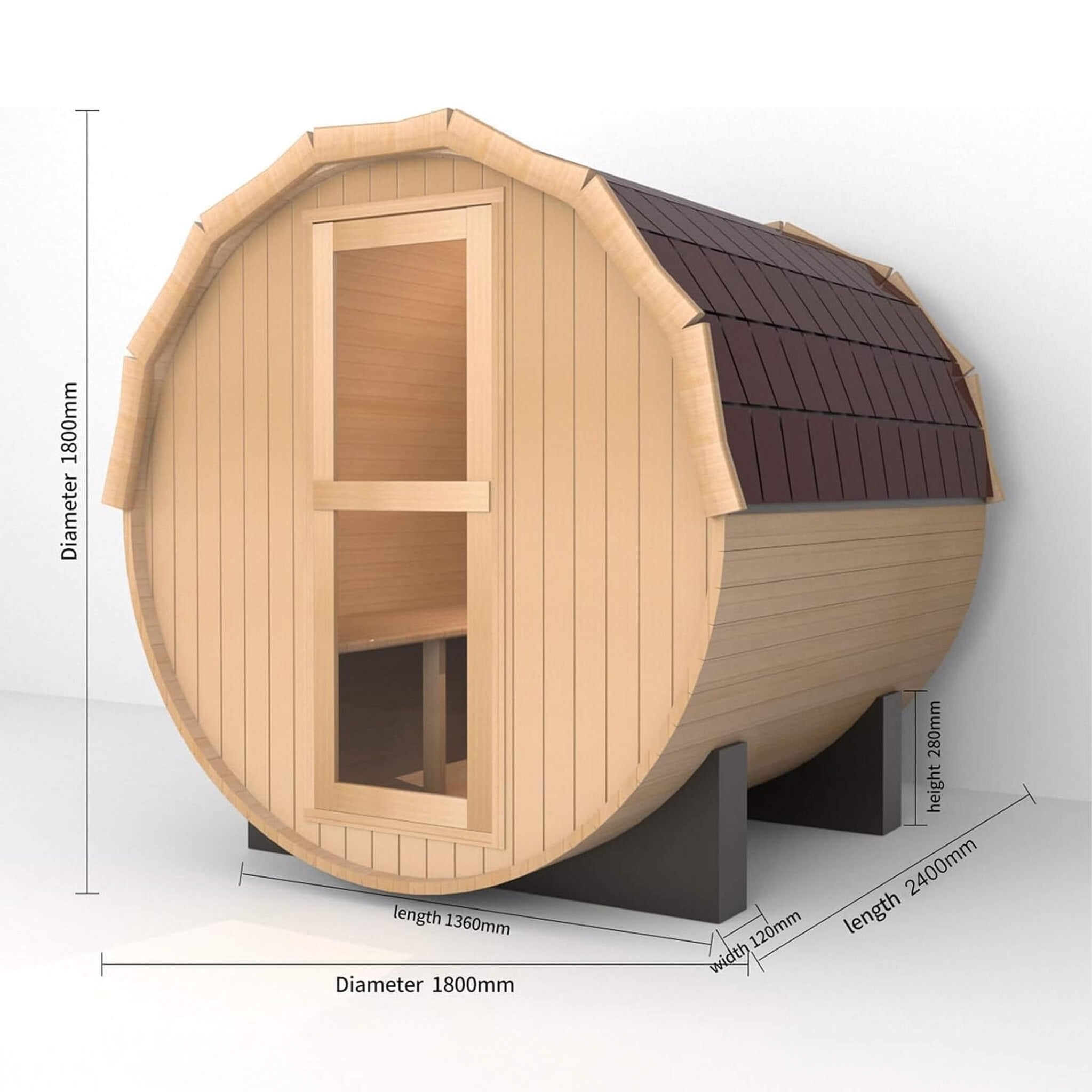 PremiumThermalInsulatedAllWeatherPinewoodBarrelSaunaKitDeluxeEdition | SAKSBY WHOLESALE