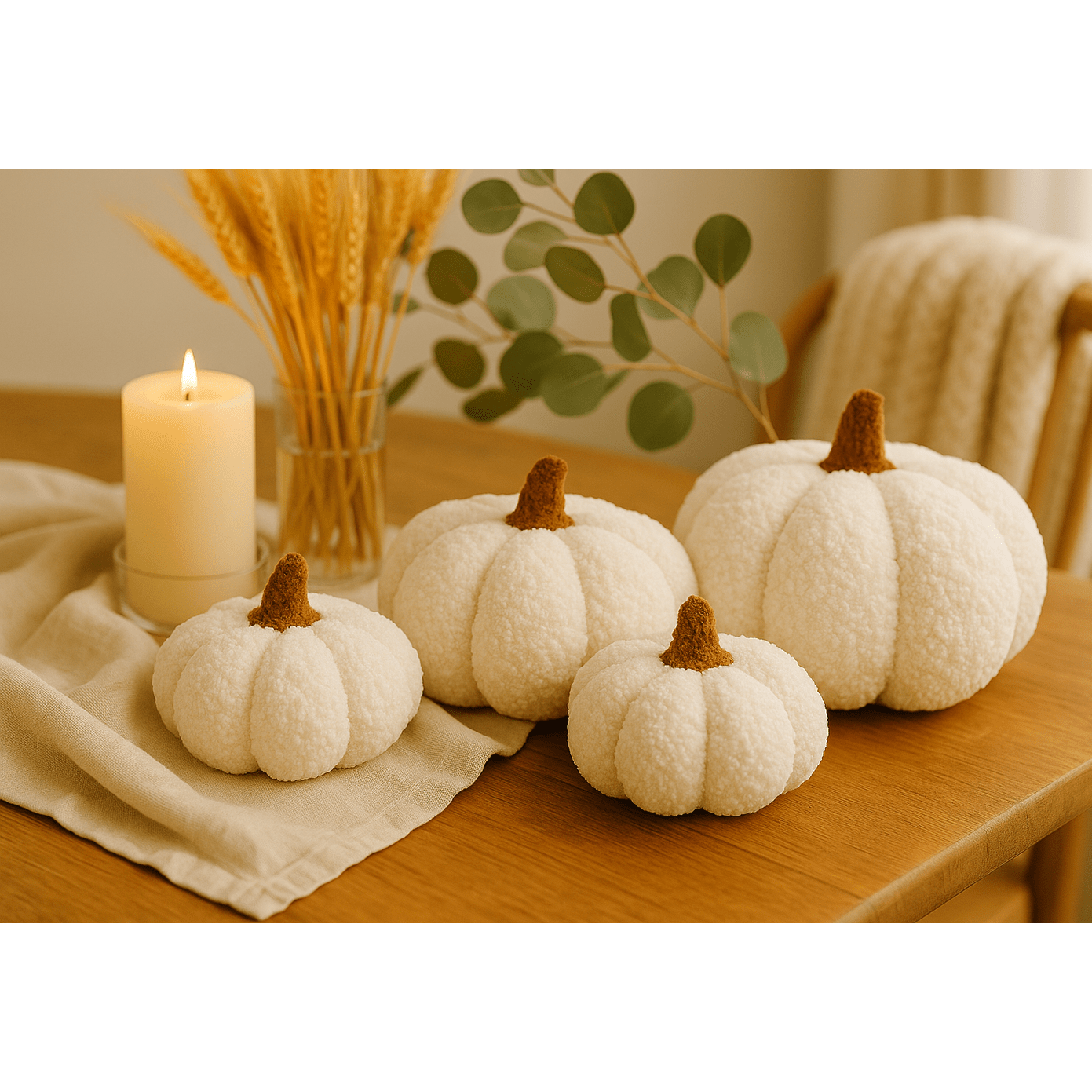Pumpkin Fall boucle pillows, full pillow | Happy | Kitchen + Metal