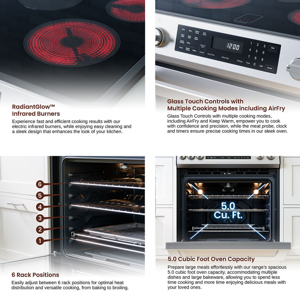 Rangaire 30" Electric Range Self-cleaning Air Fry True Convection Oven Slide-in Stainless Steel RRE303GS by Rangaire Appliances