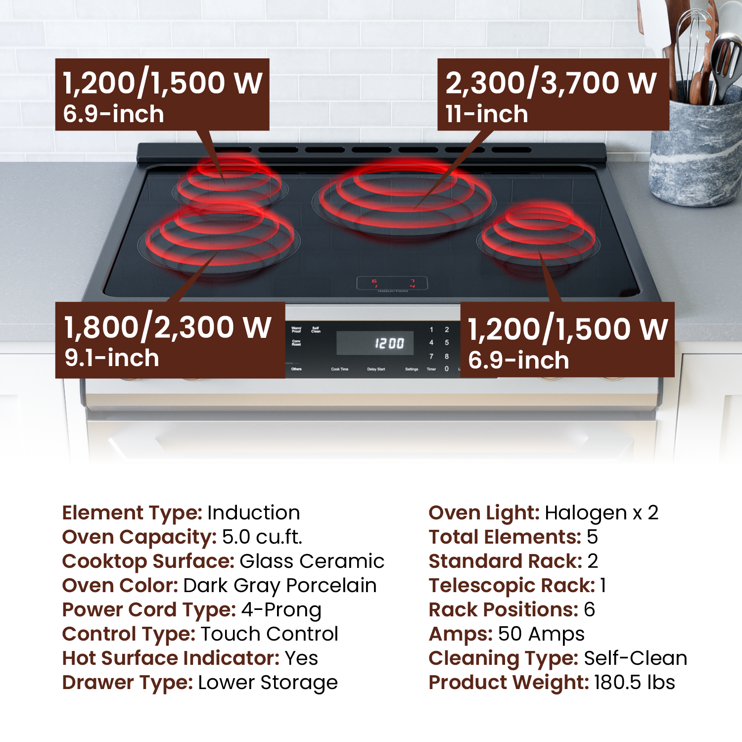Rangaire 30" Induction Range Self-cleaning Air Fry True Convection Oven Slide-in Stainless Steel RRI303GS by Rangaire Appliances