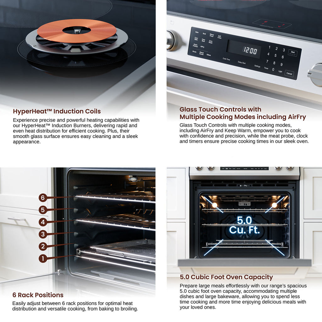 Rangaire 30" Induction Range Self-cleaning Air Fry True Convection Oven Slide-in Stainless Steel RRI303GS by Rangaire Appliances
