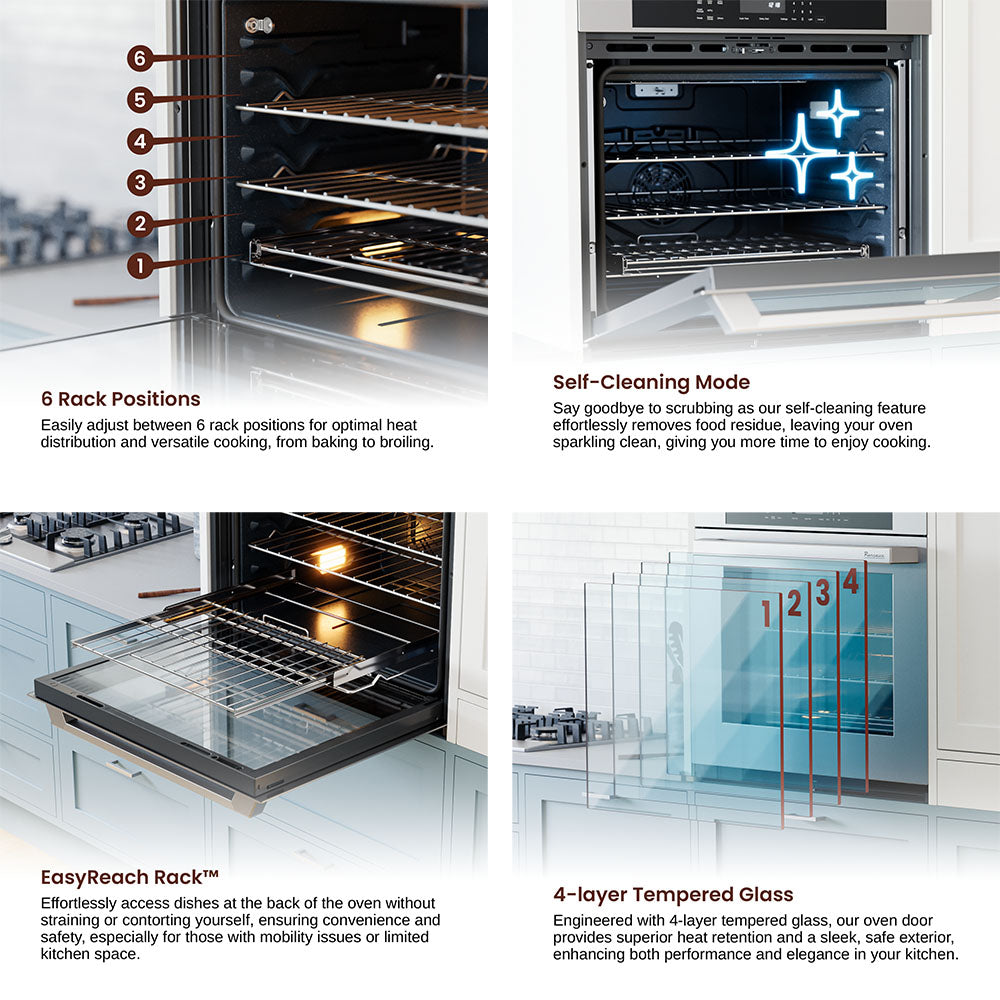 Rangaire 30" Single Electric Wall Oven Self-cleaning Air Fry True Convection Stainless Steel RWOS301GS by Rangaire Appliances