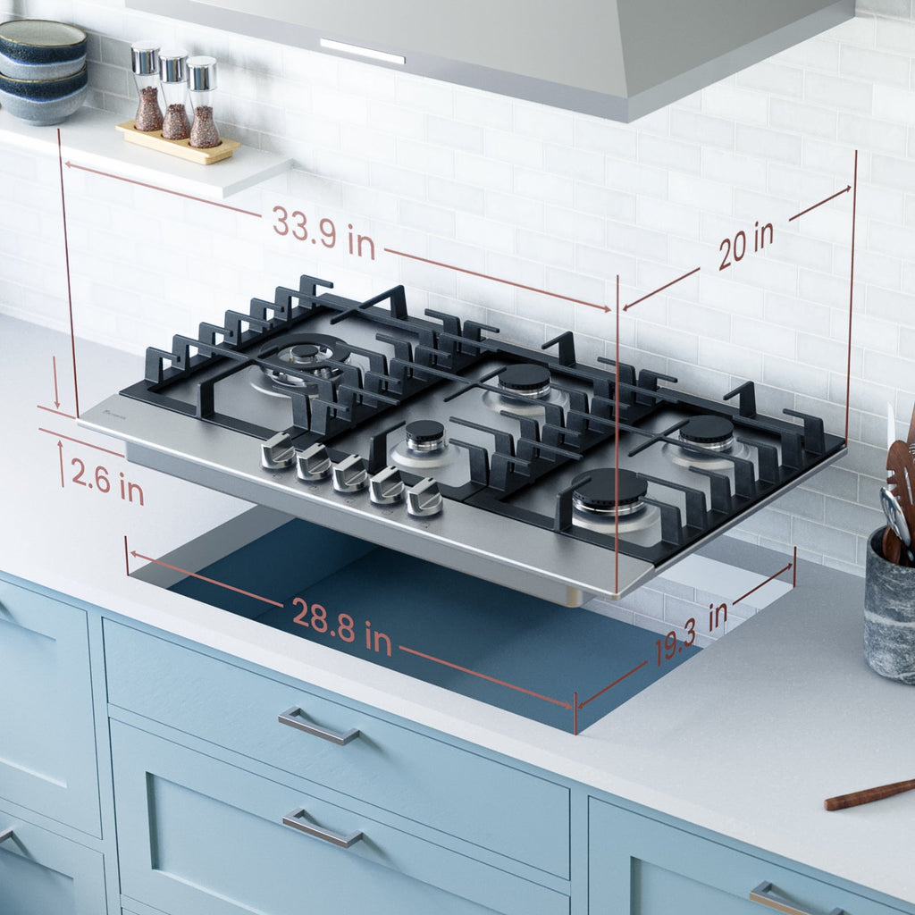 Rangaire 34" Gas Cooktop 5 Burners Stainless Steel RCG341S by Rangaire Appliances