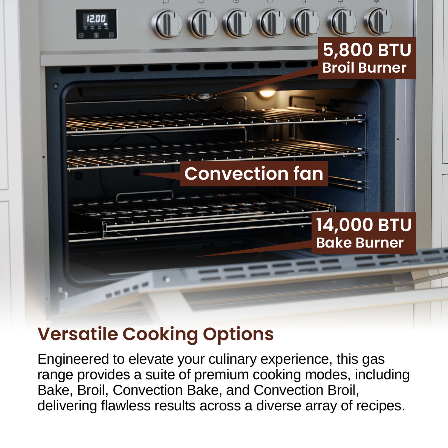 Rangaire 36" Gas Range Convection Oven Freestanding Stainless Steel RRG361TS by Rangaire Appliances