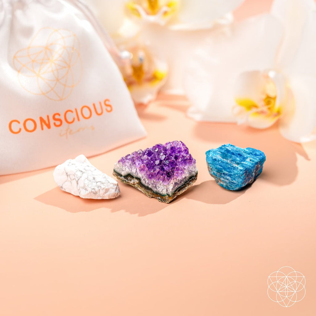 Raw Amethyst Crystal Trio Stones Bundle | Conscious Items