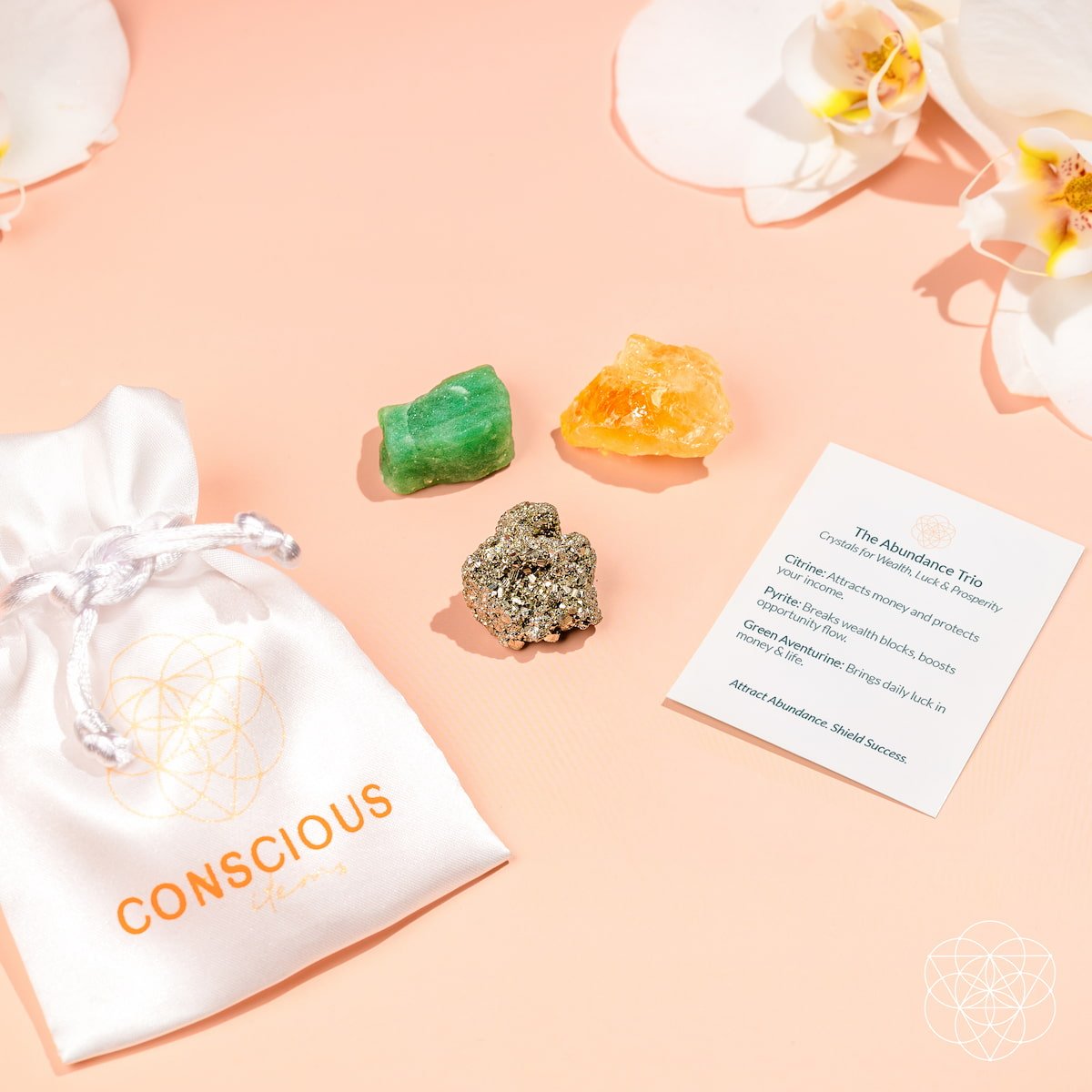 Raw Crystal Trio Of Abundance Energy | Conscious Items