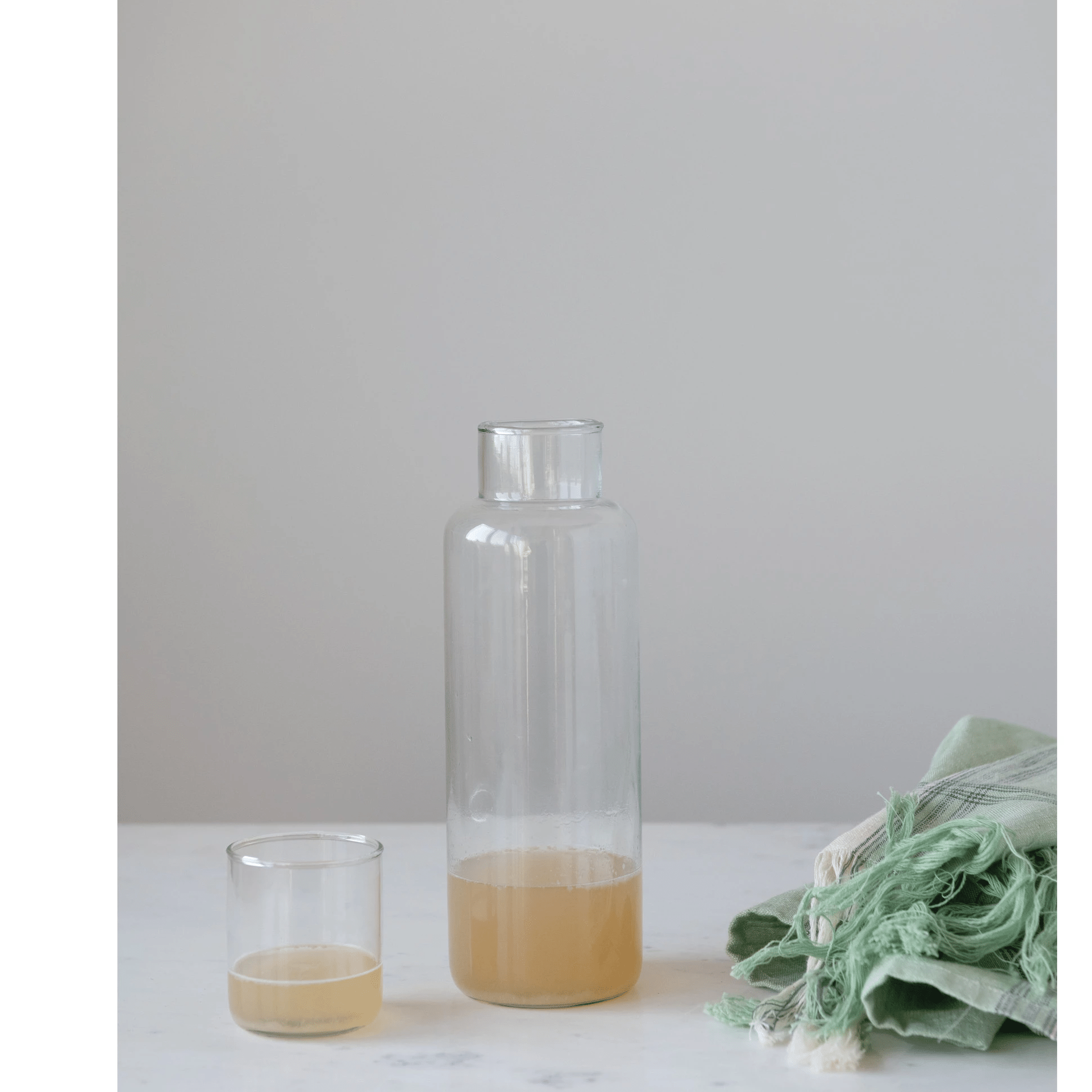 Recycled Glass Decanter with Drinking Glass, Set of 2