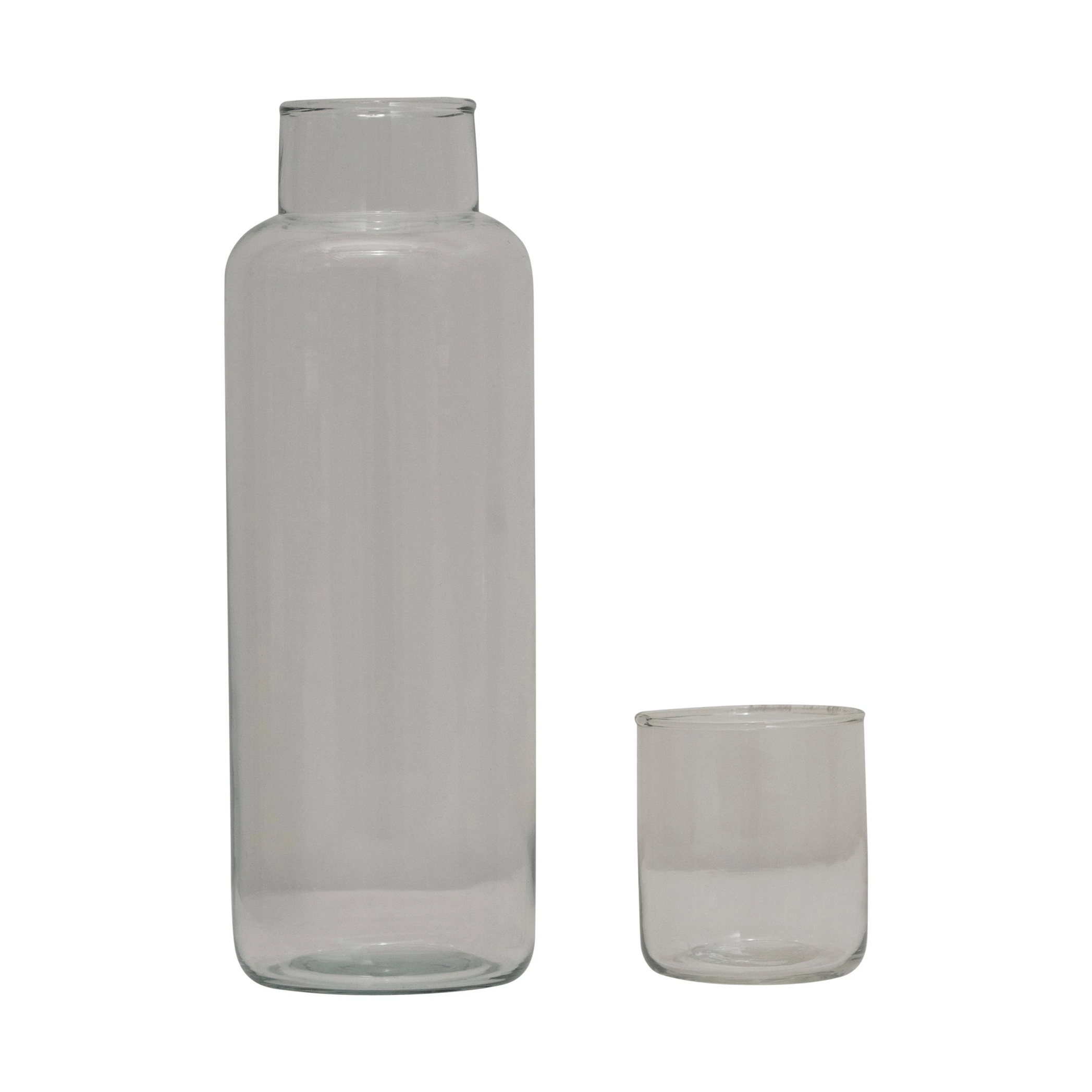 Recycled Glass Decanter with Drinking Glass, Set of 2