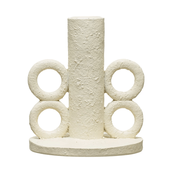 Resin Taper Candle Holder with Handles, Volcano Finish