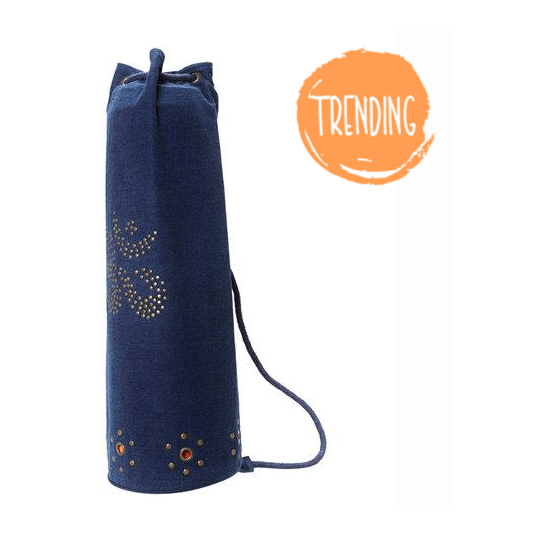 Rivet-Embellished Denim Yoga Mat Bag | DC-OMSutra