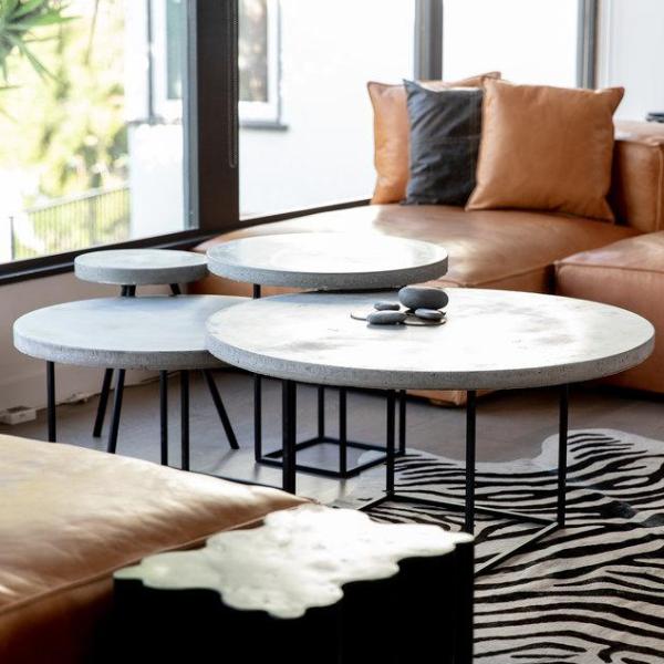 Ross Nesting Concrete Coffee Tables Set For Modern Living Rooms by Patrick Cain Designs