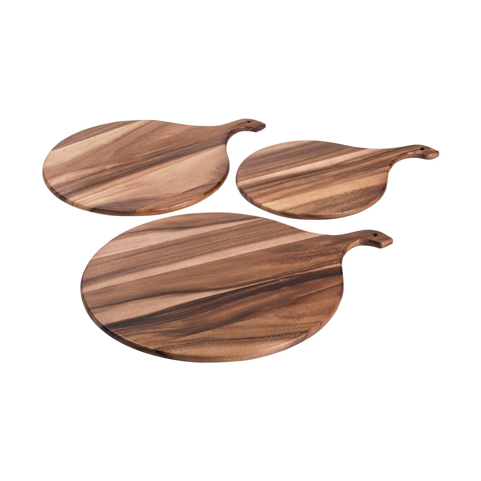 Round Acacia Wood Charcuterie Board With Handy Hanging Handle by Kalmar Home