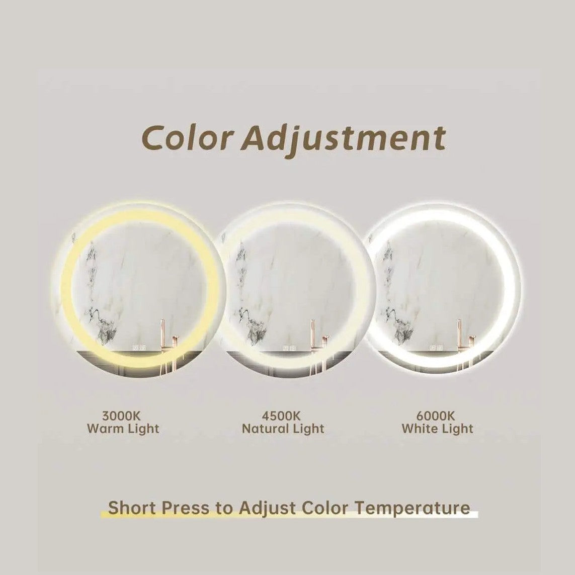 Round Led Mirror Bathroom Vanity Mirror With Dimmable Lights