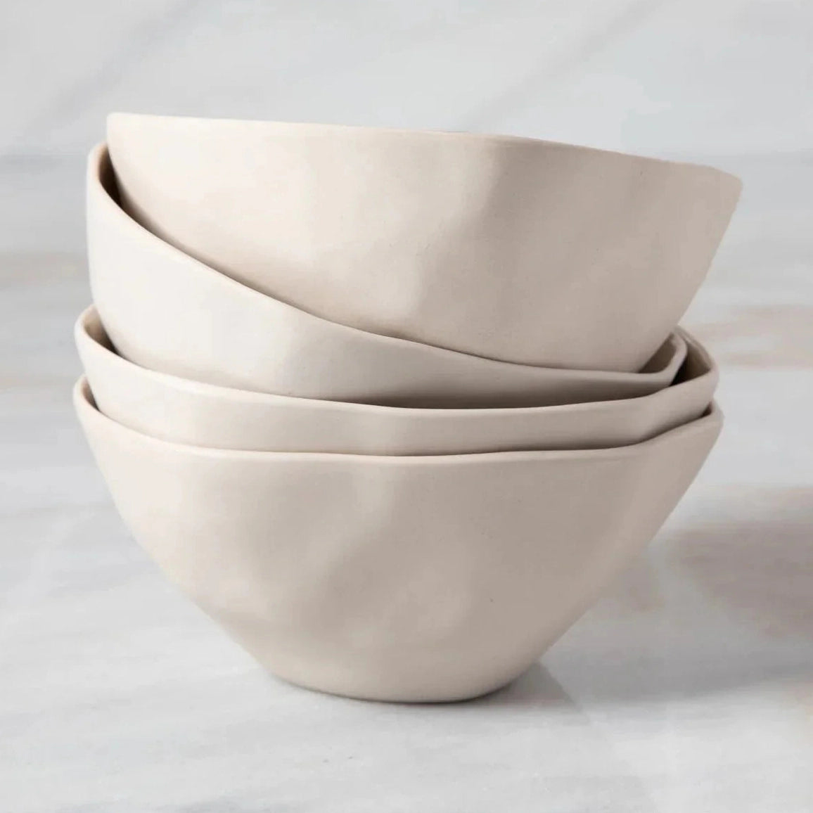 Rugueux Stoneware Dessert Bowl, Pearl