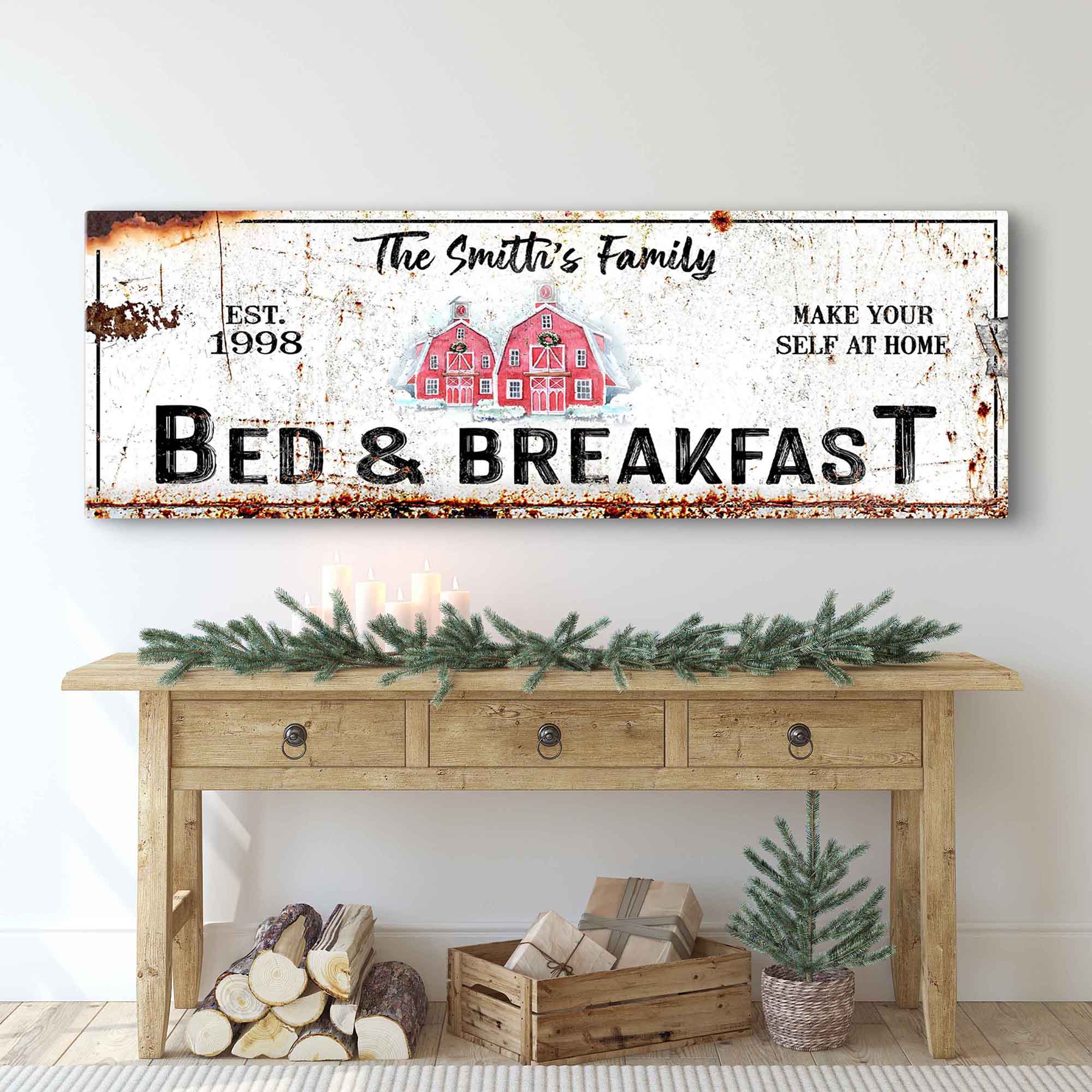 Rustic Christmas Bed and Breakfast Sign | Tailored Canvases
