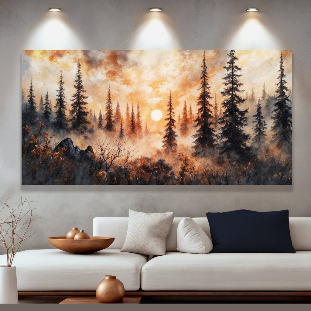 Rustic Forest Sunset Wall Art