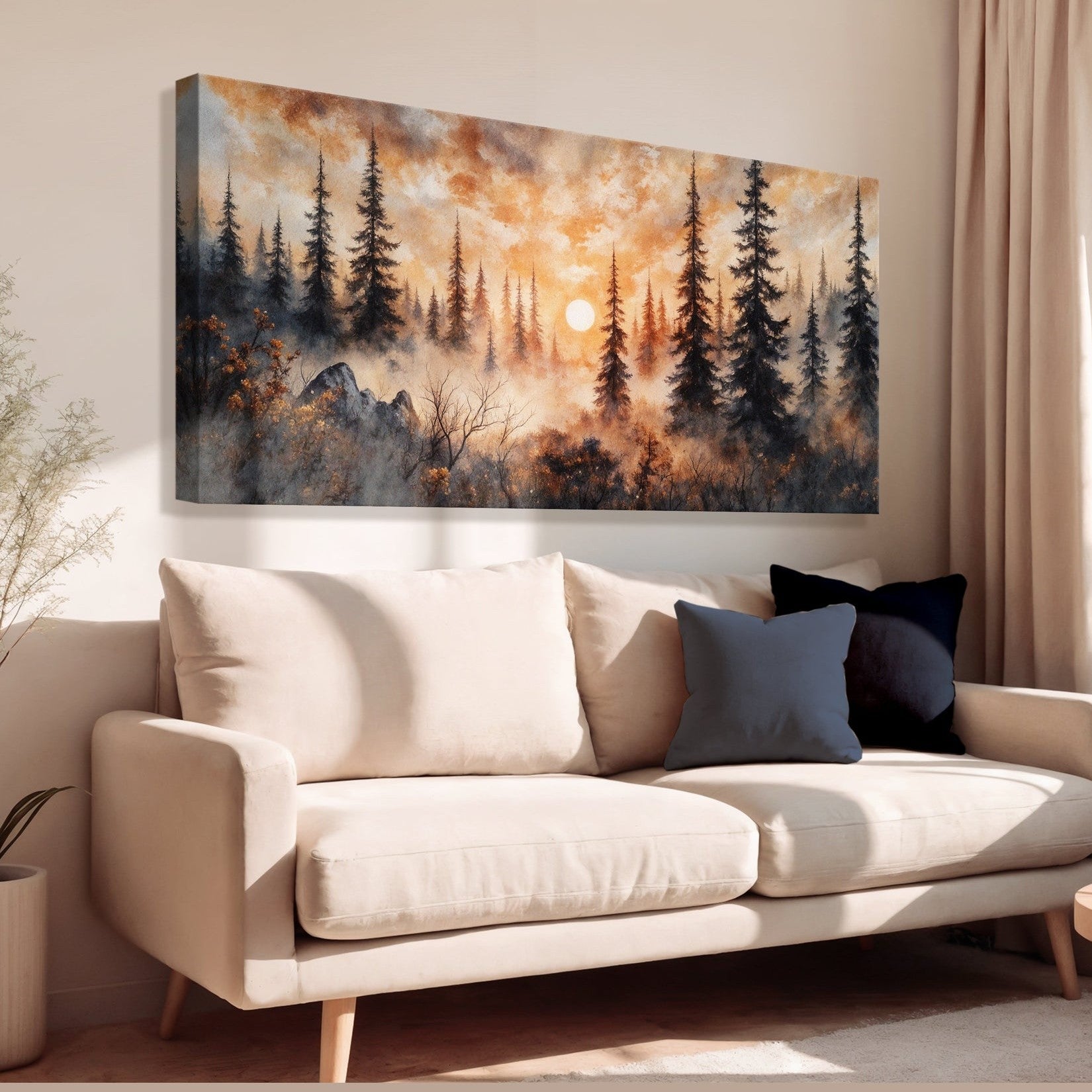 Rustic Forest Sunset Wall Art