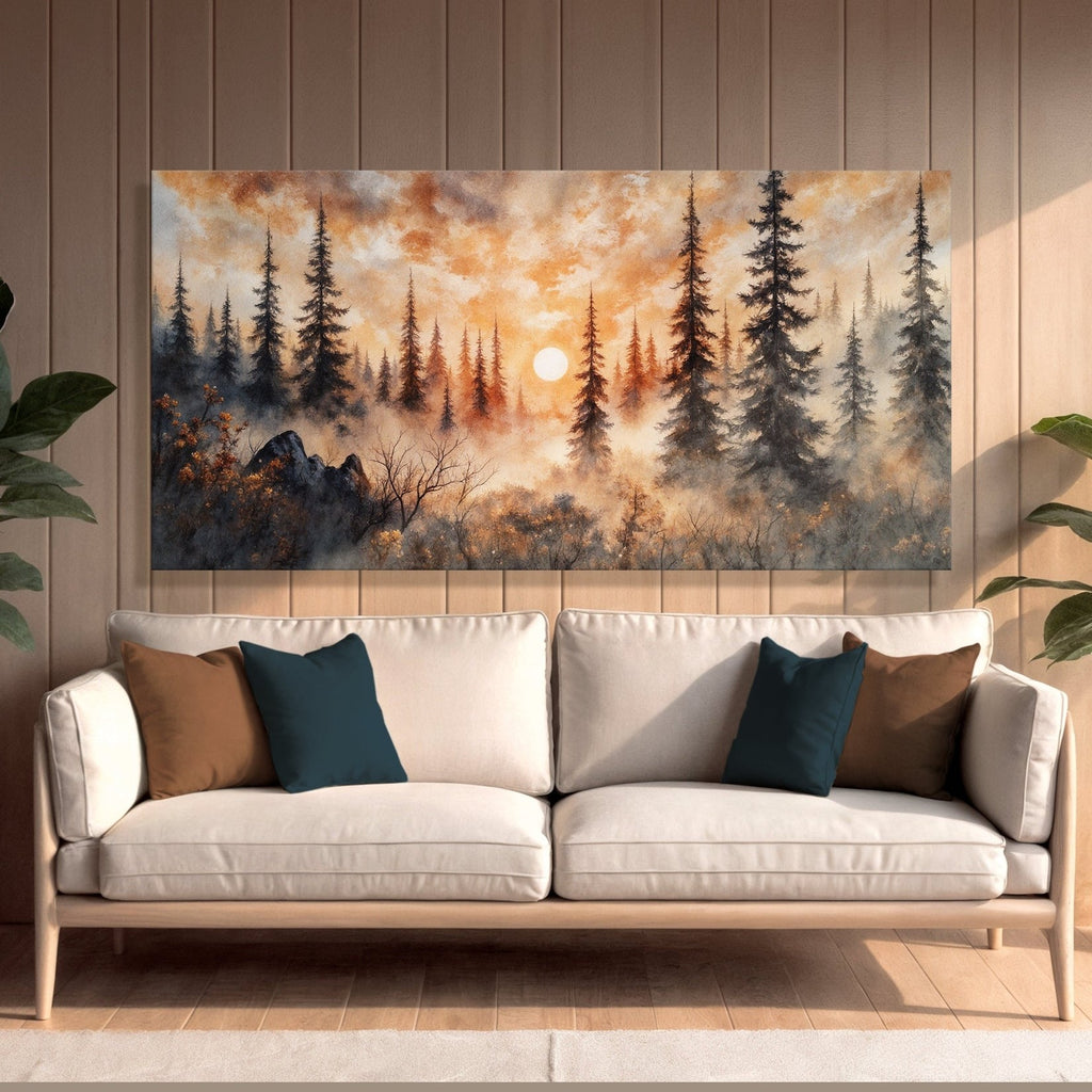 Rustic Forest Sunset Wall Art