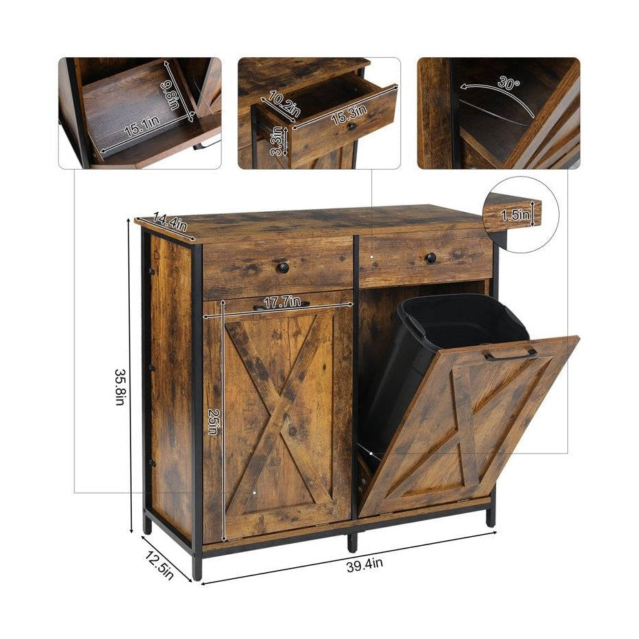 Rustic Multipurpose 2 Drawer / 2 Tilt Out 10gL Kitchen Laundry Trash/Recycle Storage by HomePacific