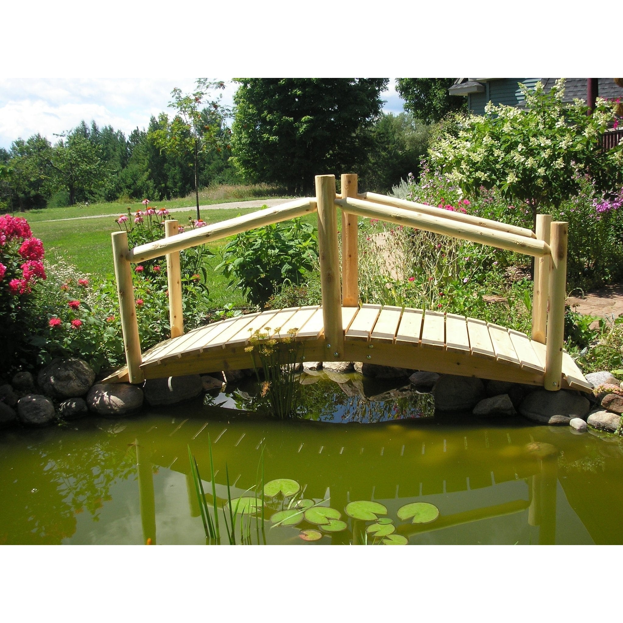 Handcrafted Cedar Garden Bridge For Outdoor Pathways by Cedar Creek Rustic Furniture