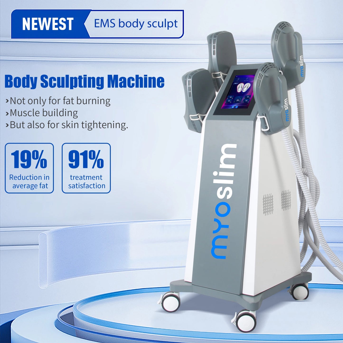 EMS Body Sculpting Machine Muscle Shaping 6500W 200hz EMS Radio Frequency RF Muscle Stimulator Device 4 Handle Myoslim