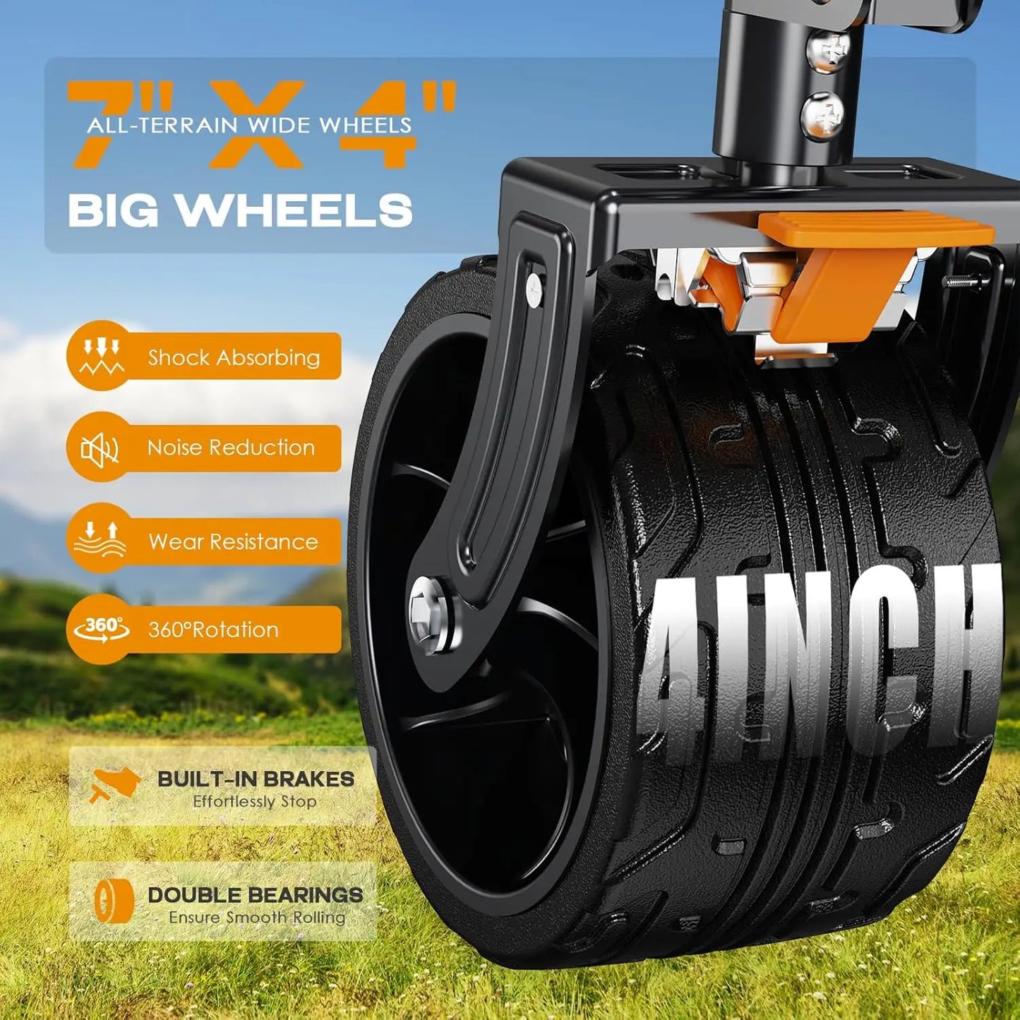 Foldable 50''L Extra Long Double Decker Wagon for Sport 400L Collapsible Heavy Duty Wagon Cart with Big Wheels Utility All Terra