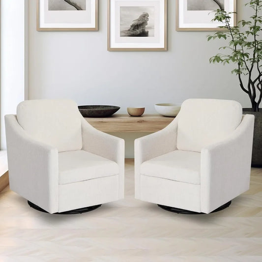 Swivel Accent Chair Sets of 2, 360° Rotation Swivel Barrel Chair for Living Room Comfy Upholstered Armchair for Bedroom, Corner,