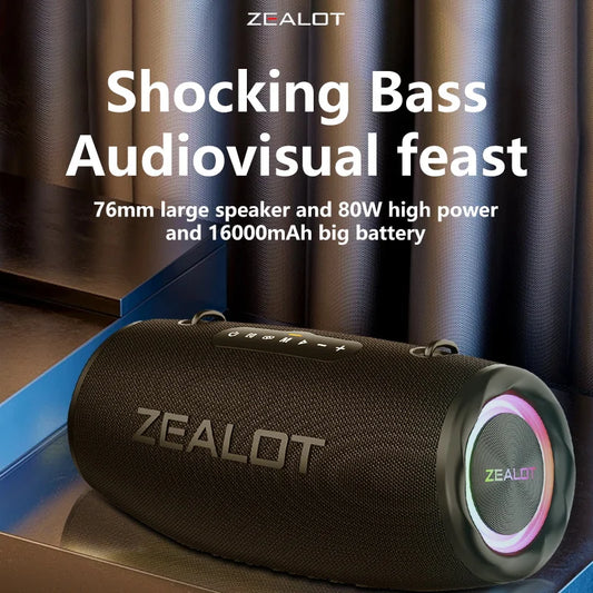 Zealot S87 Portable Bluetooth Speaker 80W IPX6 Waterproof