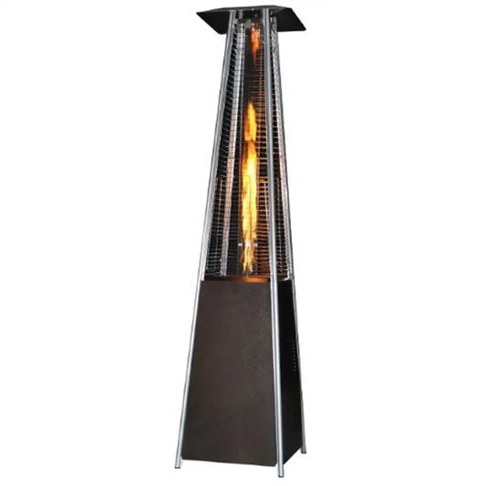 Contemporary Square Design Portable Propane Patio Heater 40000 BTU Golden Hammered Finish Wheels Included 89" Tall Safety