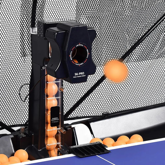 High quality Table Tennis Training Robot with Detachable Net, 100 Balls & Loopable Serve Function for Ping Pong Practice