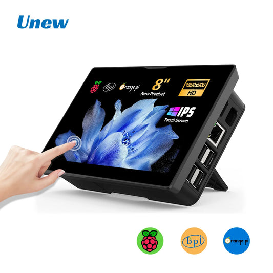 8 inch Raspberry Pi 5 4 Monitor LCD Dispaly 1280x800 16:10 Touch Screen HDMI USB for DIY Pi 4 3 Built in Fans Speaker