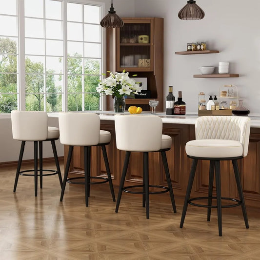 Bar Stools Set Of 4 27 Inch Leather Counter Height Farmhouse