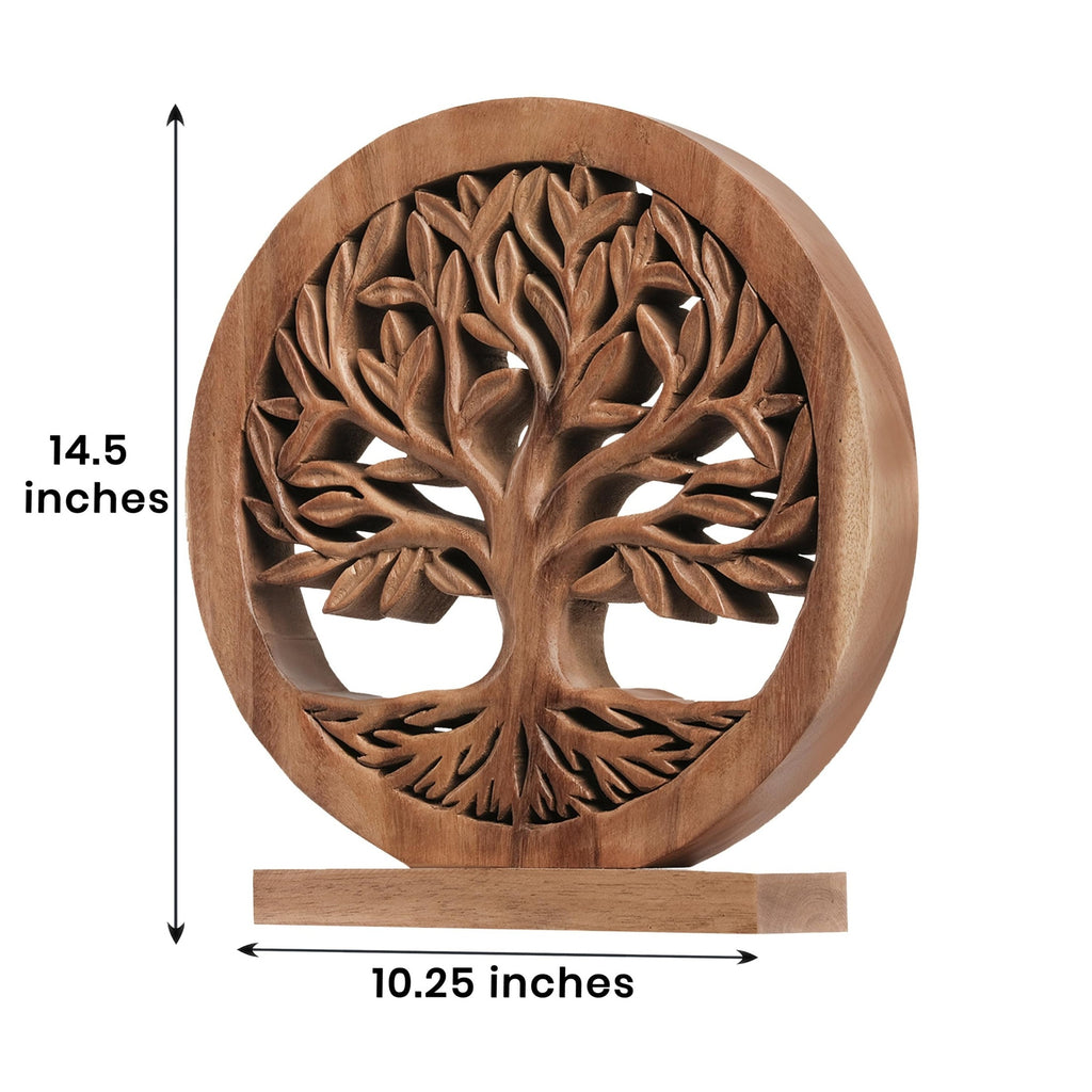 Sacred Roots – Hand-Carved Tree of Life Wooden Sculpture(Large), Artistic Home Décor, Gift for Mom