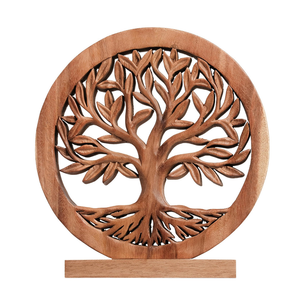 Sacred Roots – Hand-Carved Tree of Life Wooden Sculpture(Large), Artistic Home Décor, Gift for Mom
