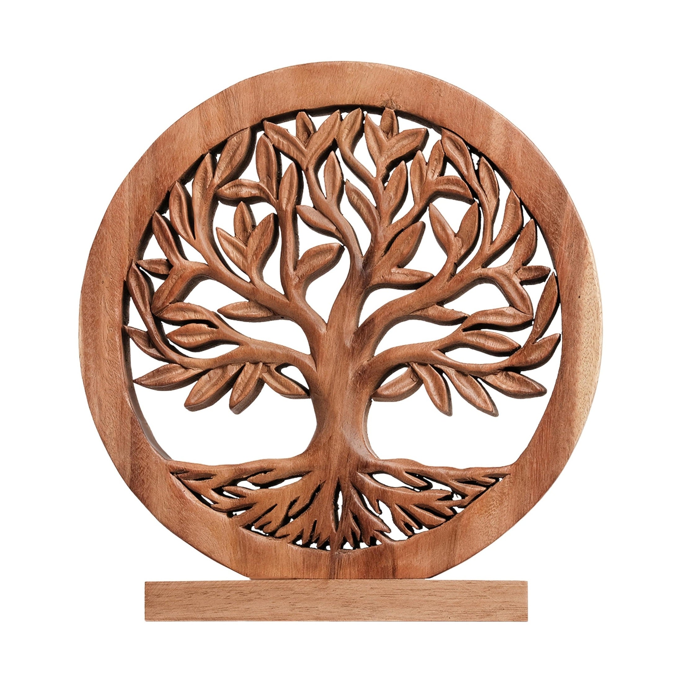 Sacred Roots – Hand-Carved Tree of Life Wooden Sculpture(Large), Artistic Home Décor, Gift for Mom