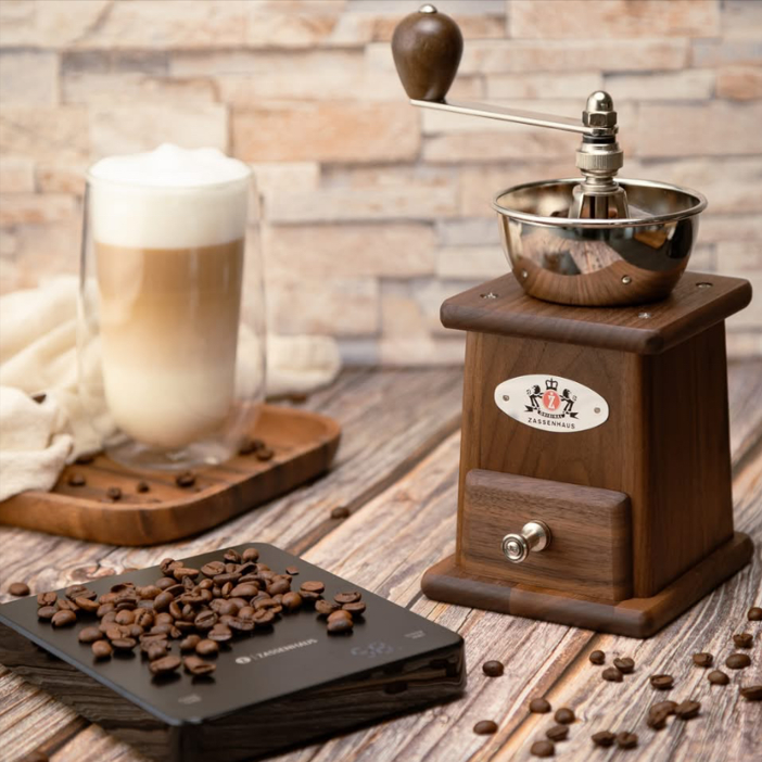 "Santos" Coffee Mill, Walnut, 4.5" x 4.2" x 9.25" by Küchenprofi USA