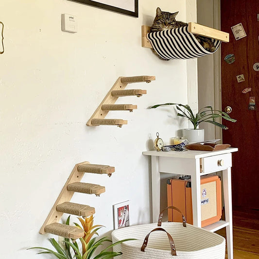 Three Piece Cat Hammock Wall Mounted Scratching Posts Set