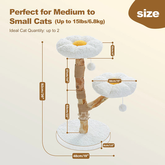 Flower Cat Tree Indoor Cats Modern Wood Tower With Perches